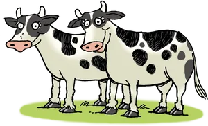 Cartoon Cows Standing Together
