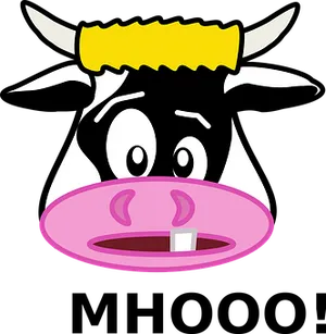 Cartoon Cowwith Cheese Hat PNG image