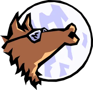 Cartoon Coyote Profile Against Moon PNG image