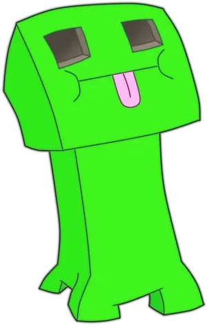 Cartoon Creeper Sticking Out Tongue PNG image