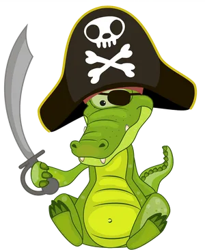 Cartoon Crocodile Piratewith Sword PNG image