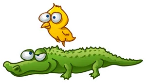 Cartoon Crocodileand Bird Friends PNG image