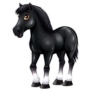 Cartoon Cute Black Horse PNG 06262024