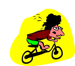 Cartoon Cyclist Speeding Through Yellow Background PNG image