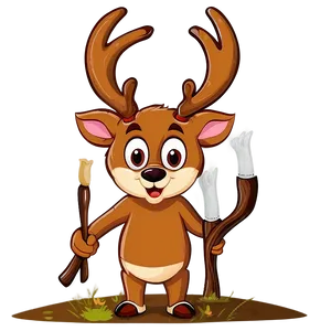 Cartoon Deer Antler Character PNG 06122024