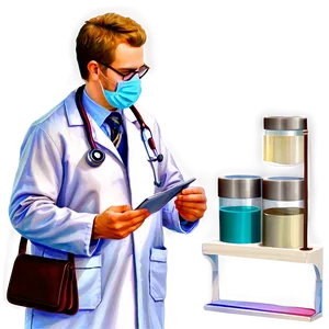 Cartoon Doctor Checking Temperature PNG 41