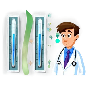 Cartoon Doctor Checking Temperature PNG 68