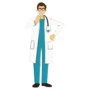 Cartoon Doctor Checking Temperature PNG Pna93