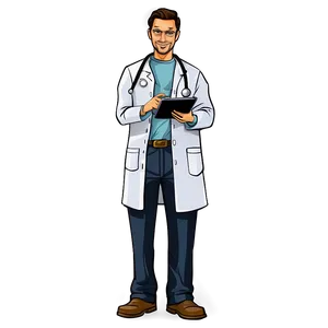 Cartoon Doctor In Lab Coat Png Xcf PNG image