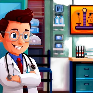 Cartoon Doctor Office Scene Png 06212024 PNG image