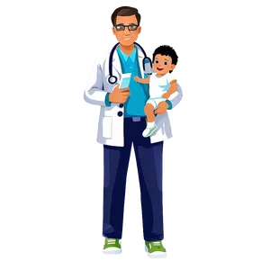 Cartoon Doctor With Baby PNG Dut52 PNG