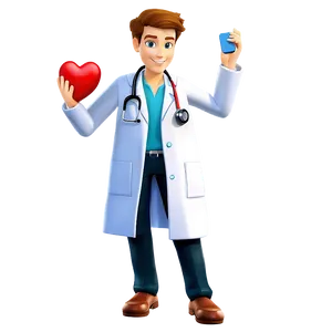 Cartoon Doctor With Heart PNG 06262024
