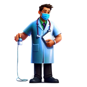 Cartoon Doctor With Mask PNG 06262024
