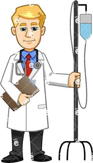 Cartoon Doctor With Stethoscopeand Reflex Hammer