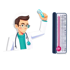 Cartoon Doctor With Thermometer PNG 06262024