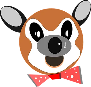 Cartoon Dog Facewith Bow Tie