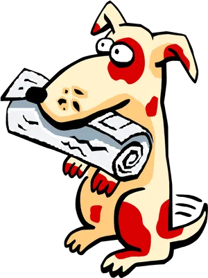 Cartoon Dog Holding Newspaper PNG image