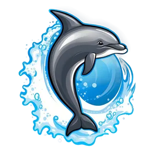 Cartoon Dolphin On Wave Png 06272024 PNG image