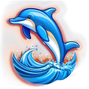 Cartoon Dolphin On Wave Png 06272024 PNG image