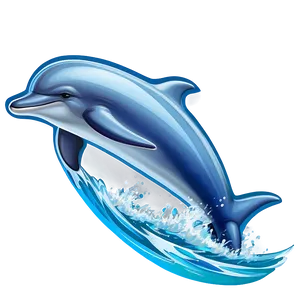 Cartoon Dolphin On Wave Png Aot55 PNG image