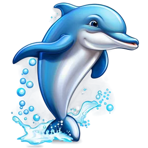 Cartoon Dolphin With Pearl PNG Iac