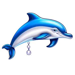 Cartoon Dolphin With Pearl PNG Sqp