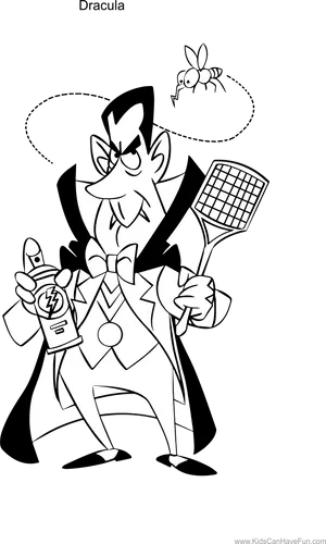 Cartoon Dracula With Mosquito Repellent PNG image