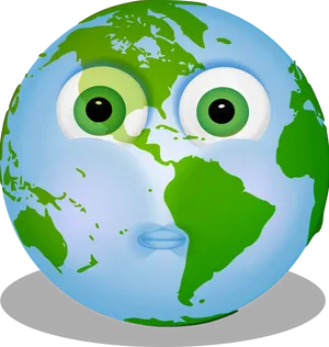 Cartoon Earth With Face Expression PNG image