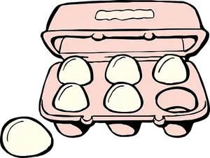 Cartoon Egg Cartonand Single Egg PNG image