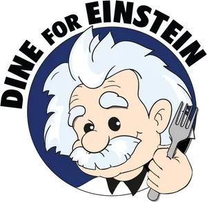 Cartoon Einstein Holding Fork PNG