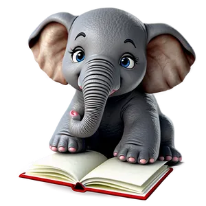 Cartoon Elephant With Book PNG 06272024 PNG