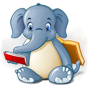 Cartoon Elephant With Book PNG 50 PNG