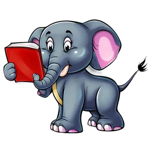 Cartoon Elephant With Book PNG Pjf18 PNG