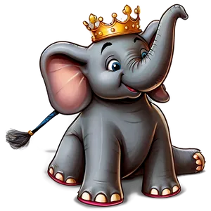 Cartoon Elephant With Crown PNG Kfb PNG