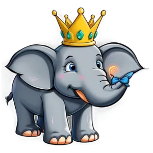 Cartoon Elephant With Crown PNG Ohk PNG