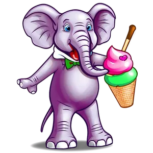 Cartoon Elephant With Ice Cream PNG 06272024 PNG