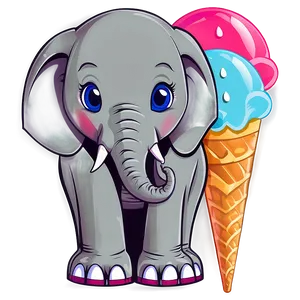 Cartoon Elephant With Ice Cream PNG Trd99 PNG
