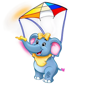 Cartoon Elephant With Kite PNG 06272024 PNG