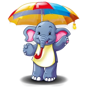 Cartoon Elephant With Umbrella PNG 06272024 PNG