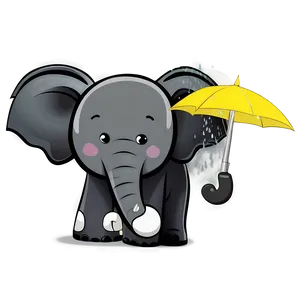Cartoon Elephant With Umbrella PNG 11 PNG