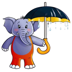 Cartoon Elephant With Umbrella PNG 43 PNG