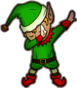 Cartoon Elf Dabbing Pose
