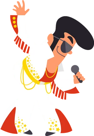 Cartoon Elvis Performing On Stage.png PNG image