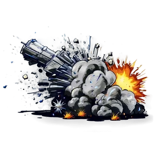 Cartoon Explosion With Debris PNG Qai