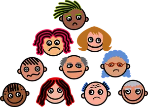 Cartoon Expression Faces Vector