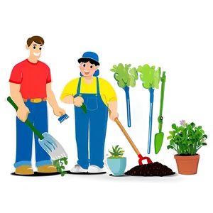 Cartoon Family Gardening Png 73 PNG image