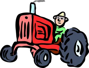 Cartoon Farmeron Red Tractor PNG image