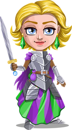 Cartoon Female Knight Vector PNG image