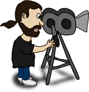 Cartoon Filmmakerwith Camera PNG