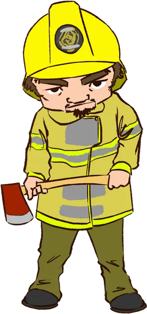 Cartoon Firefighterwith Axe PNG image